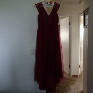 JJ's House Burgandy special occasion dress tea len